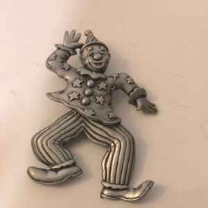 j.j jonette vintage articulated brooch silver tone pewter grunge theatrical